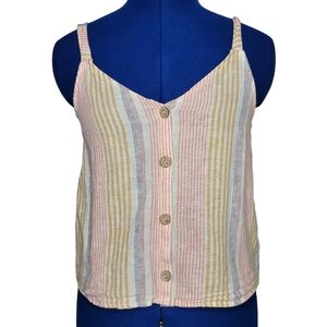 RUBY MOON boho striped button up sleeveless top